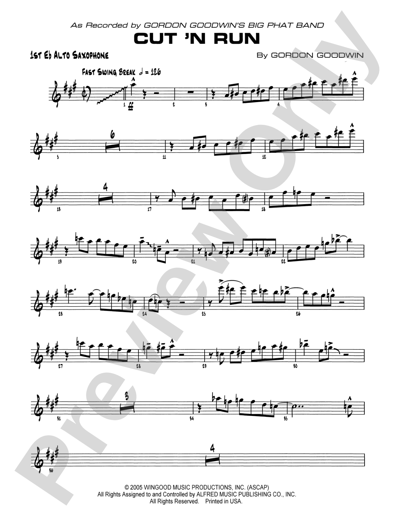 Cut 'n Run: E-flat Alto Saxophone