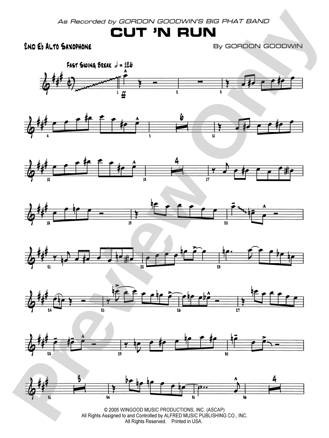 Cut 'n Run: 2nd E-flat Alto Saxophone