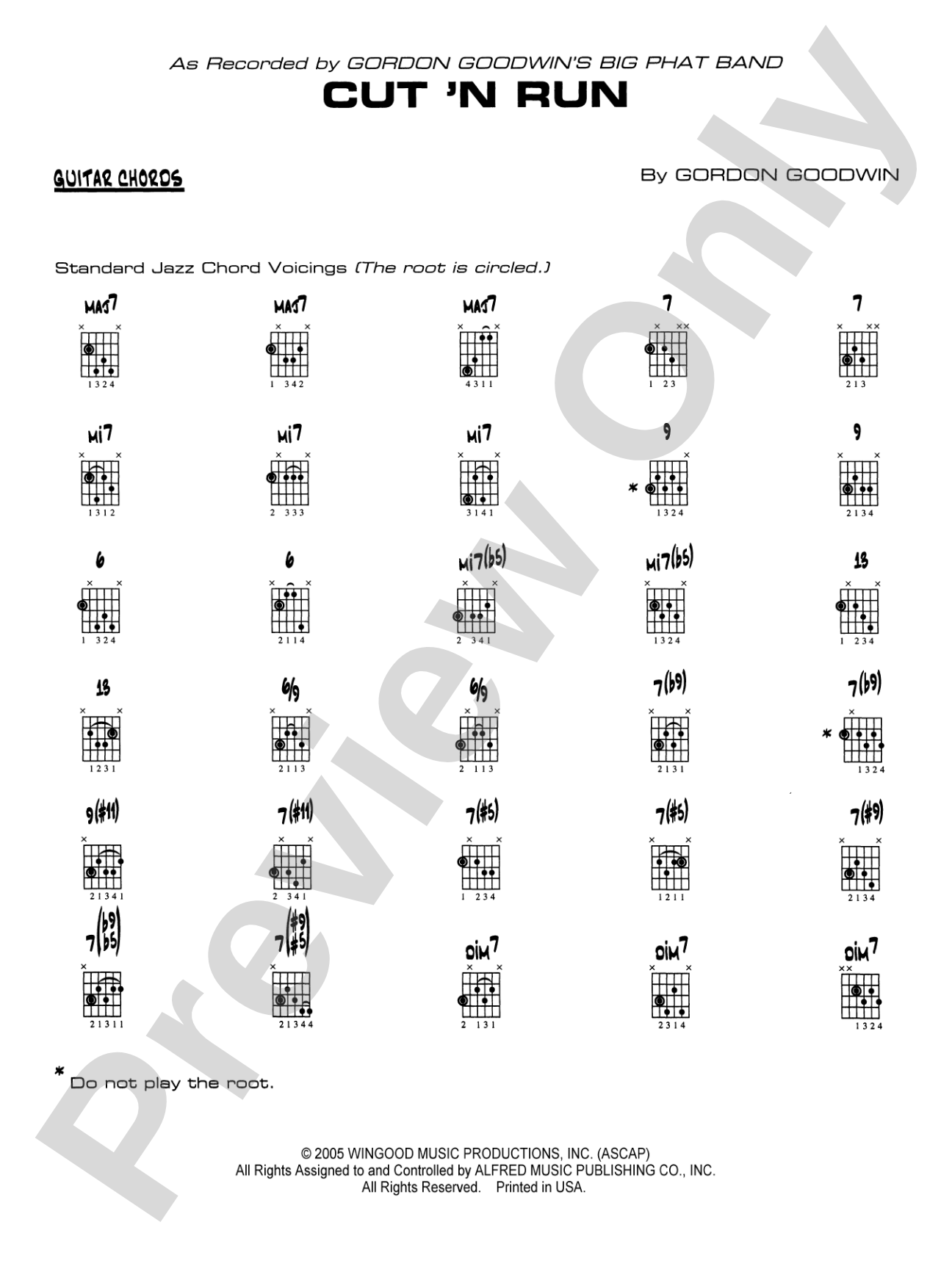 Cut 'n Run: Guitar Chords