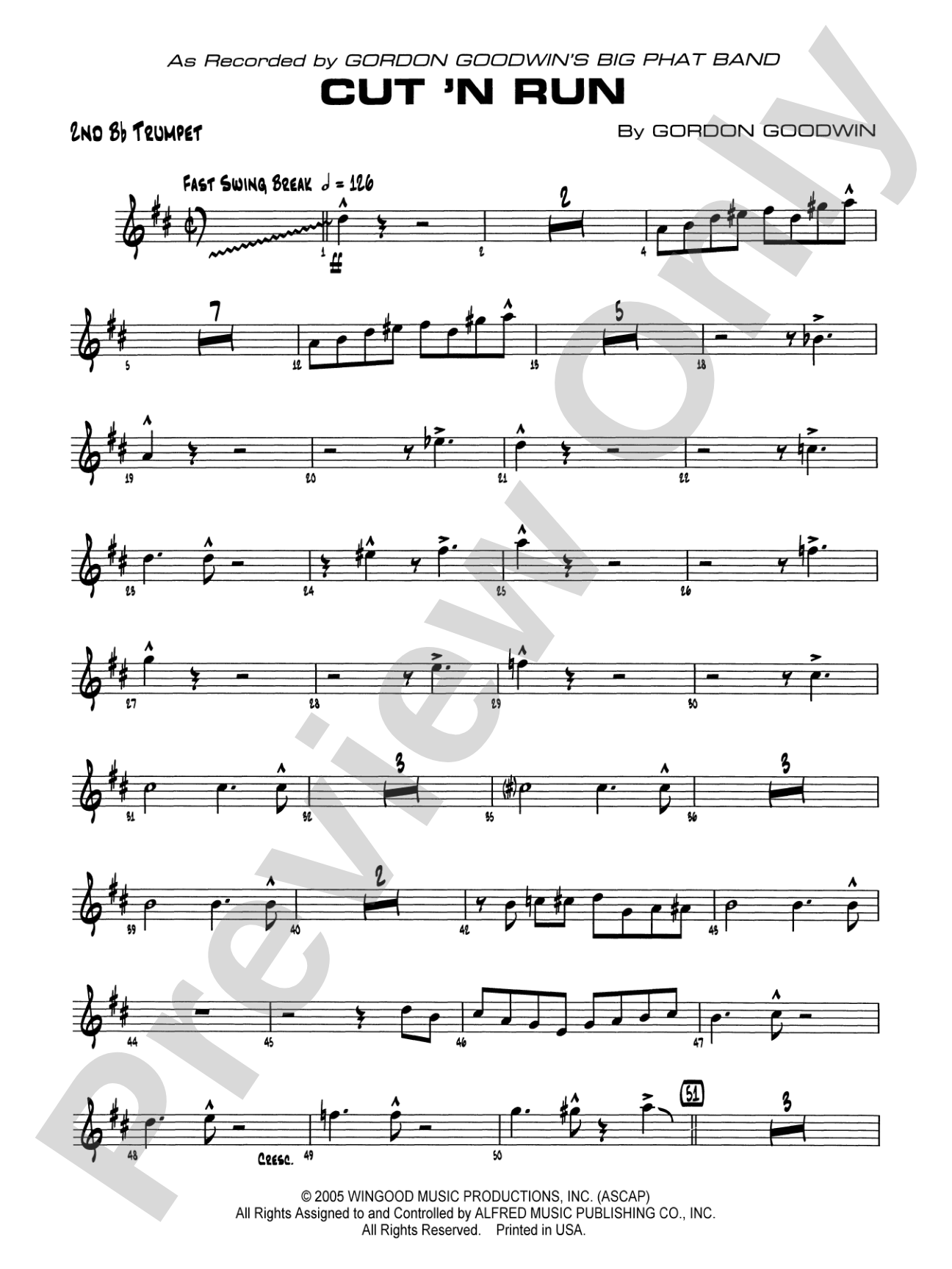 Cut 'n Run: 2nd B-flat Trumpet