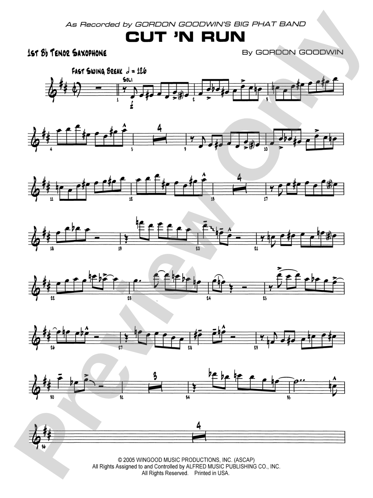 Cut 'n Run: B-flat Tenor Saxophone