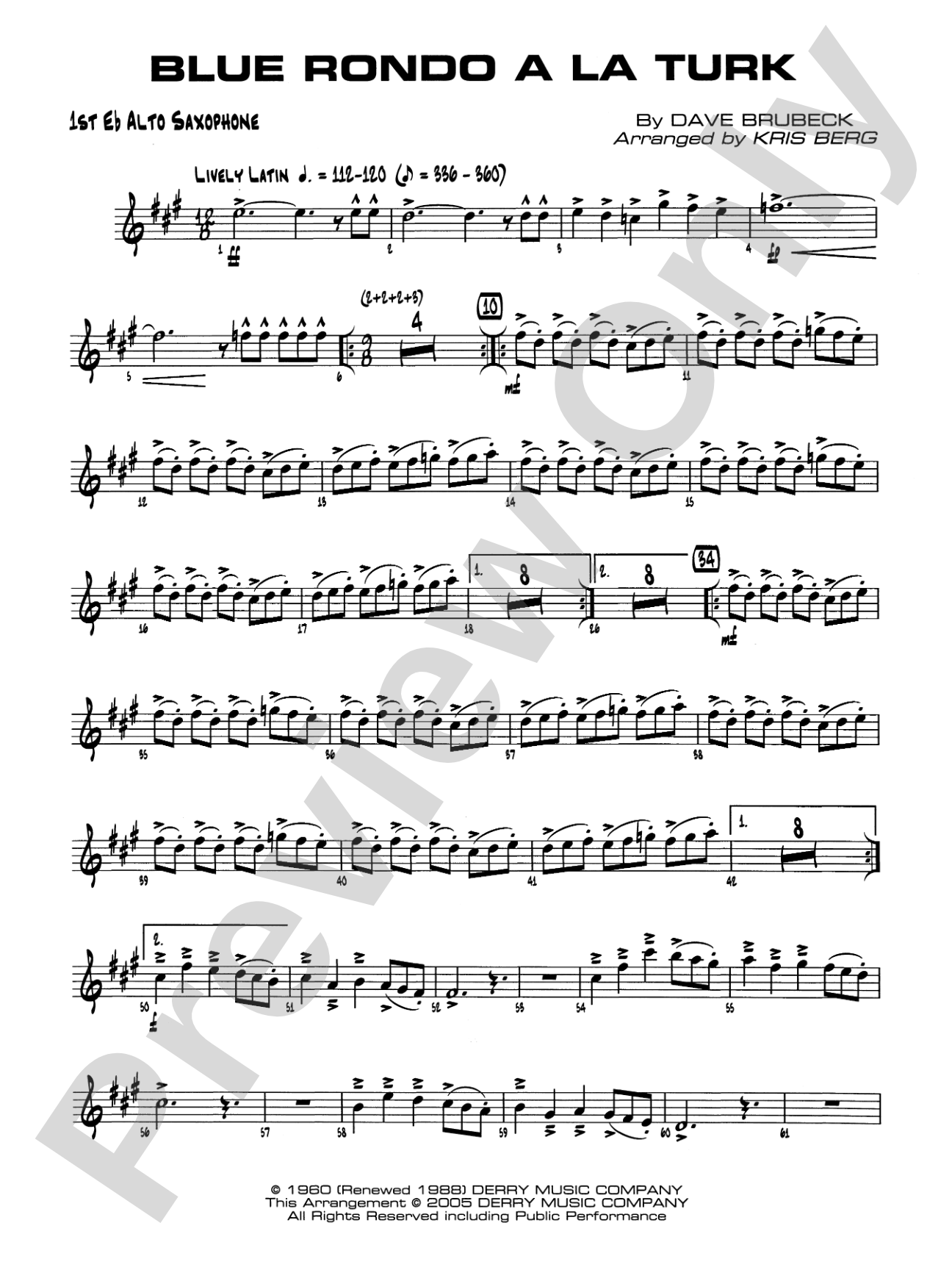 Blue Rondo a la Turk: E-flat Alto Saxophone