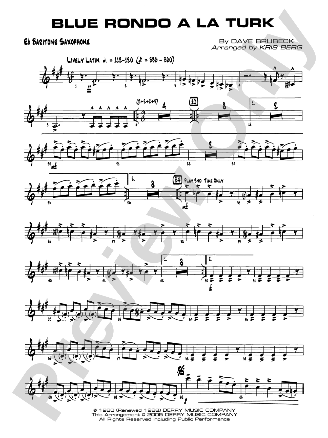 Blue Rondo a la Turk: E-flat Baritone Saxophone