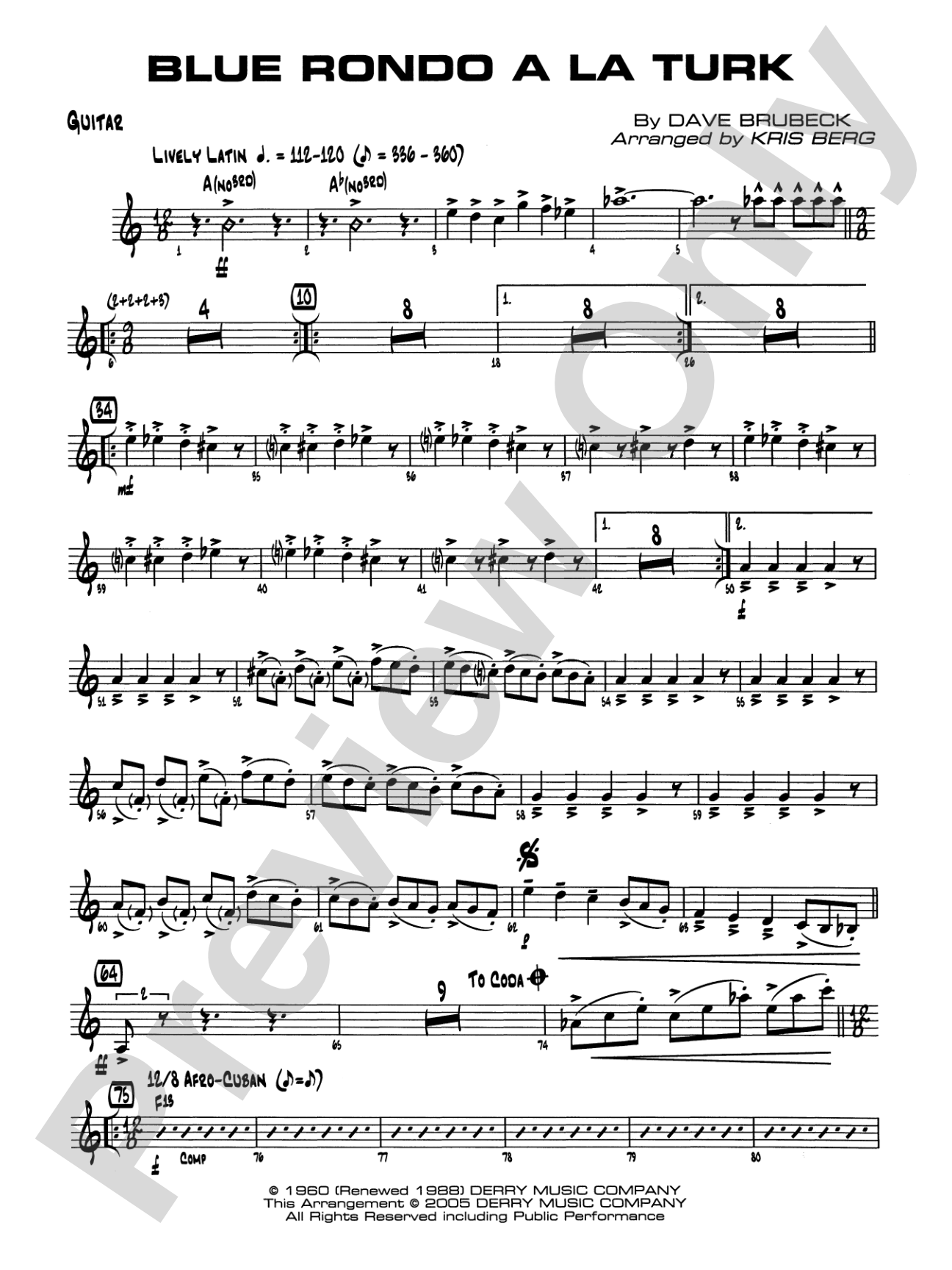 Blue Rondo a la Turk: Guitar