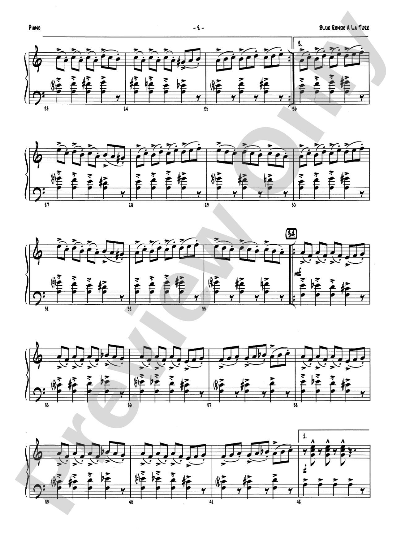 Blue Rondo a la Turk: Piano Accompaniment