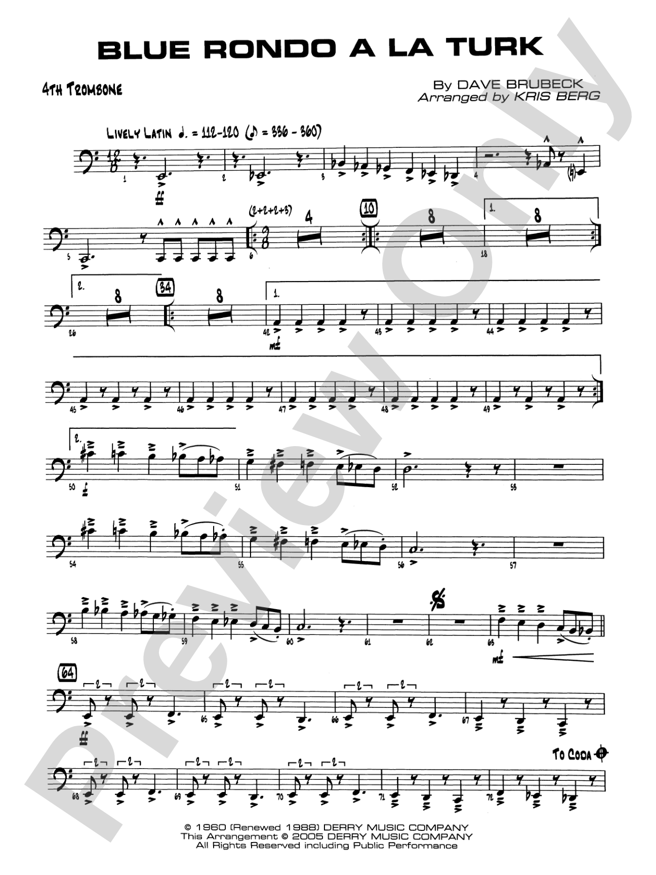 Blue Rondo a la Turk: 4th Trombone