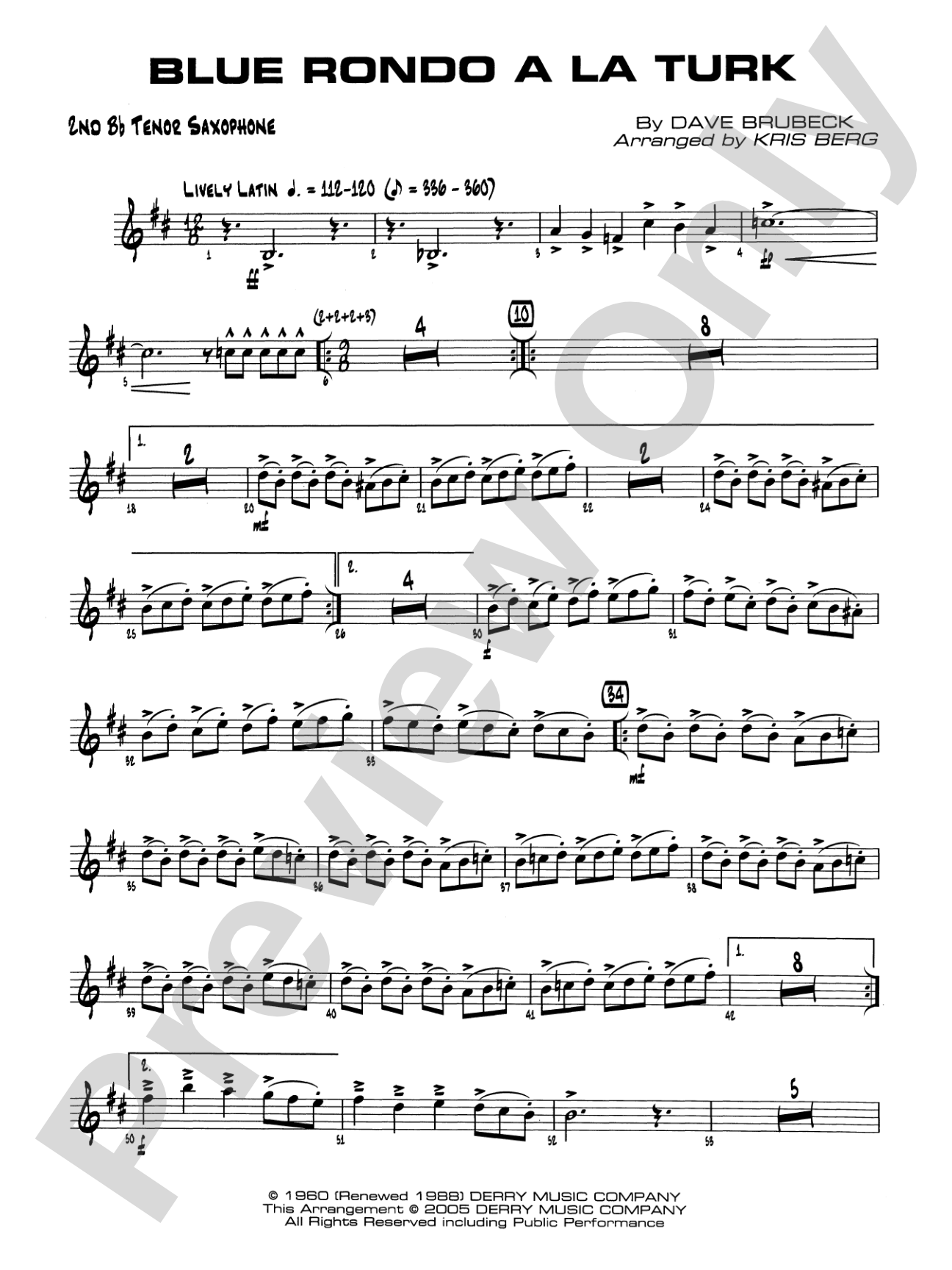 Blue Rondo a la Turk: 2nd B-flat Tenor Saxophone