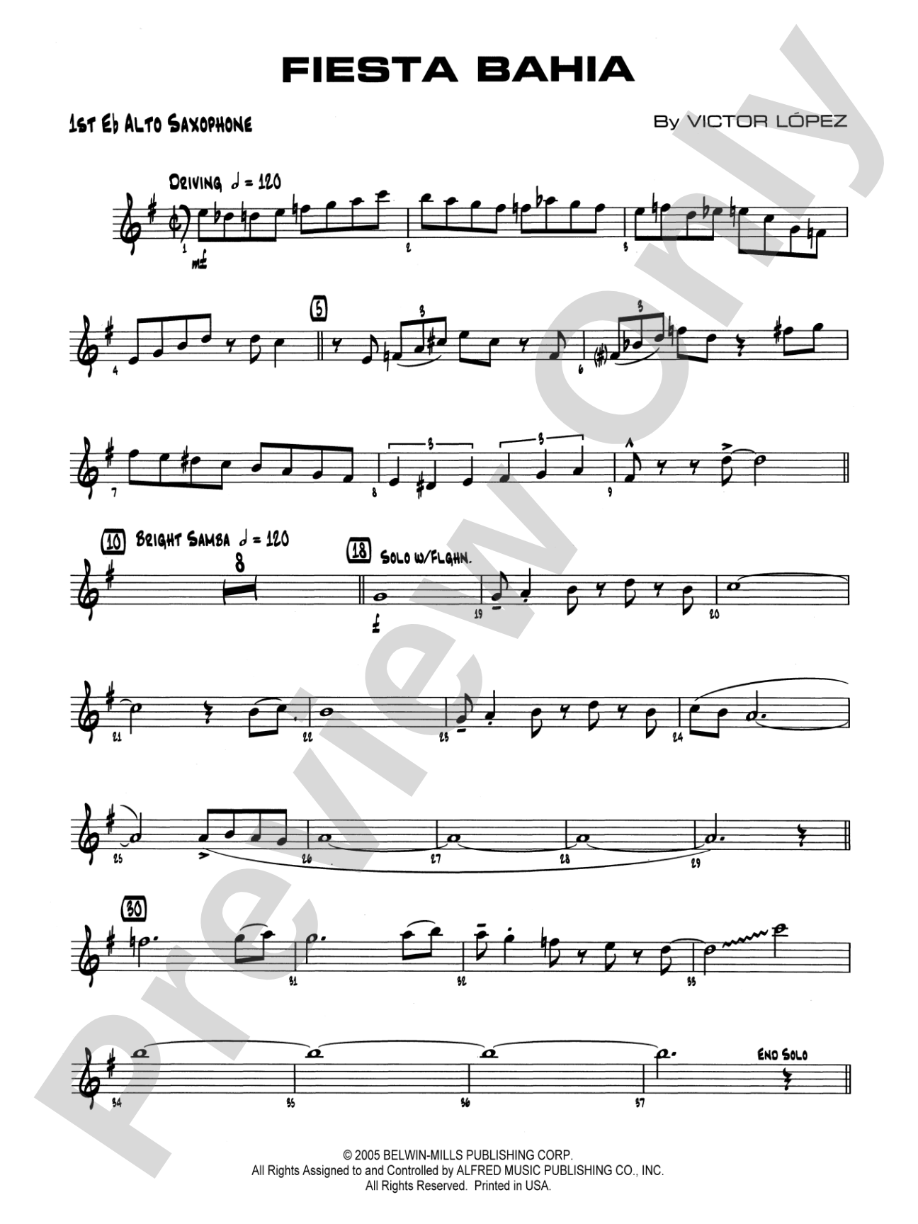 Fiesta Bahia: E-flat Alto Saxophone