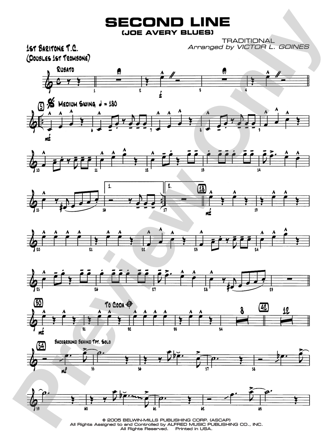 Second Line (Joe Avery Blues): Baritone T.C.