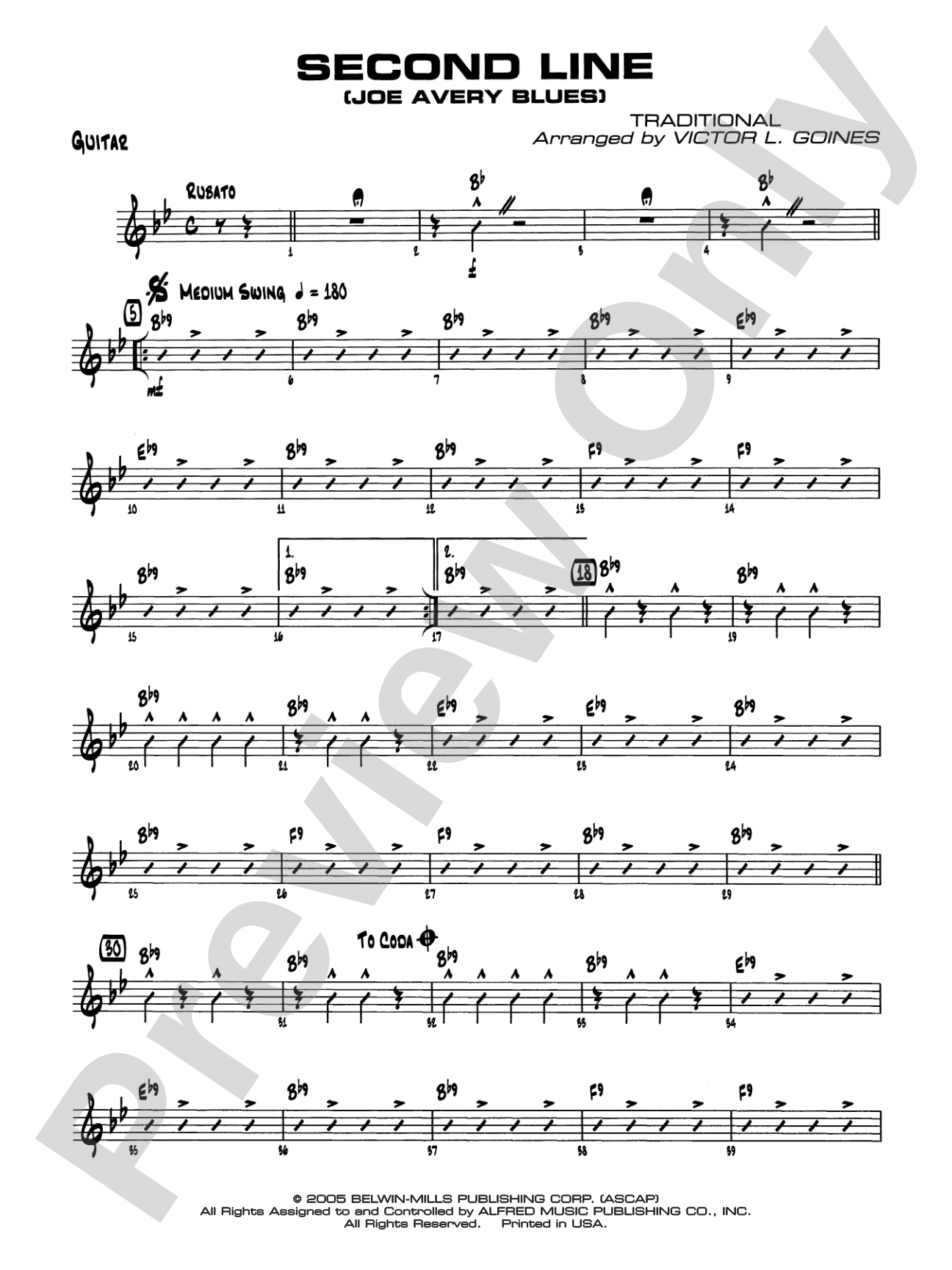 Second Line (Joe Avery Blues): Guitar