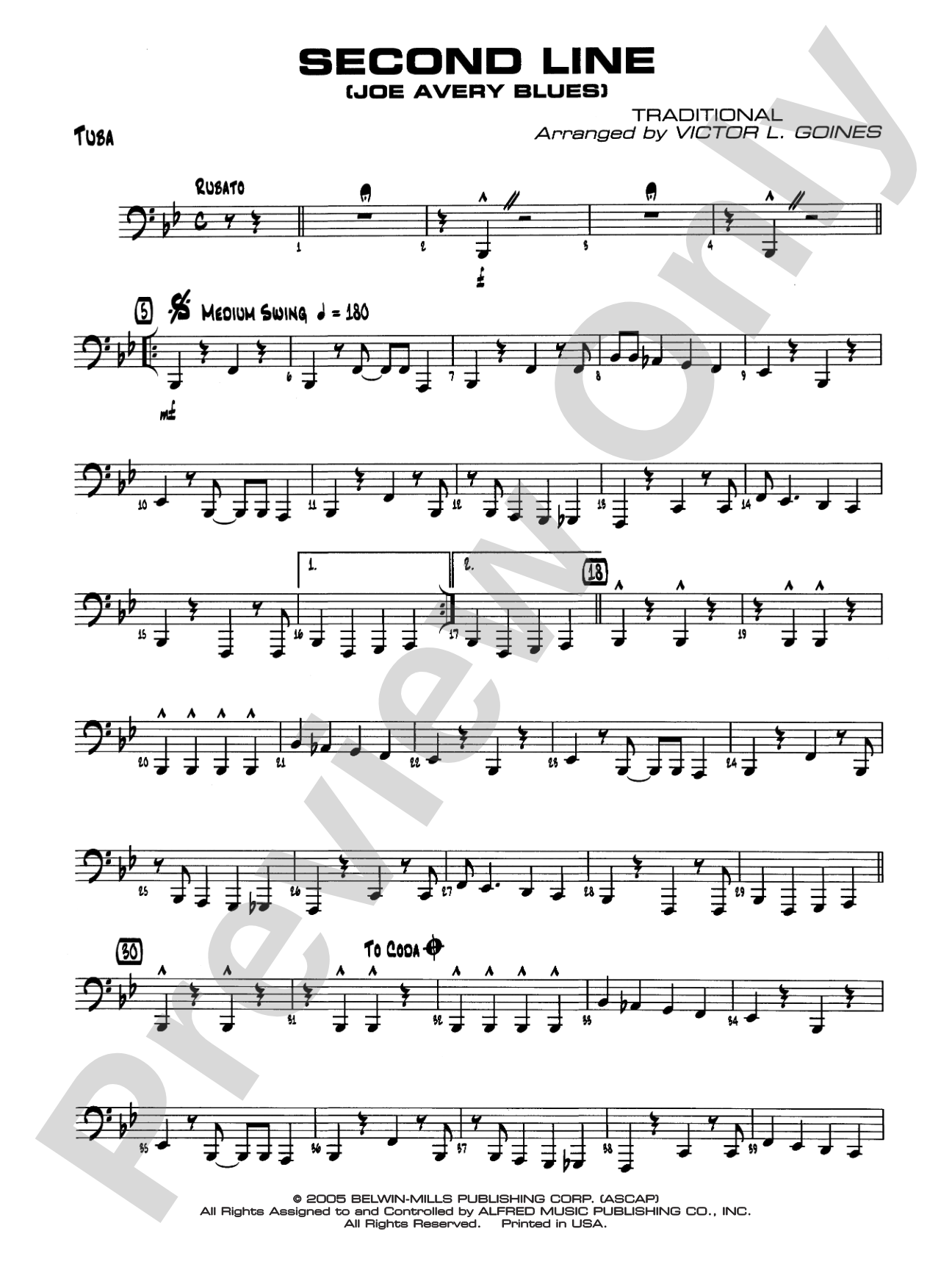 Second Line (Joe Avery Blues): Tuba