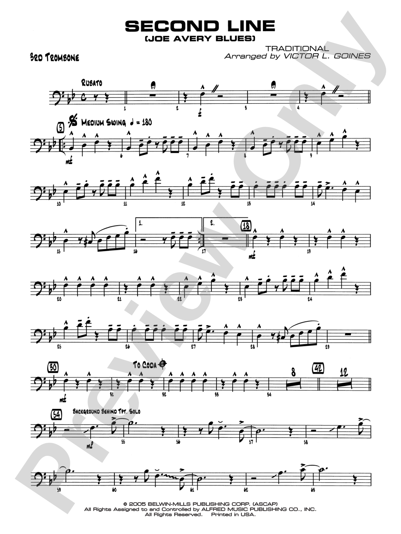 Second Line (Joe Avery Blues): 3rd Trombone