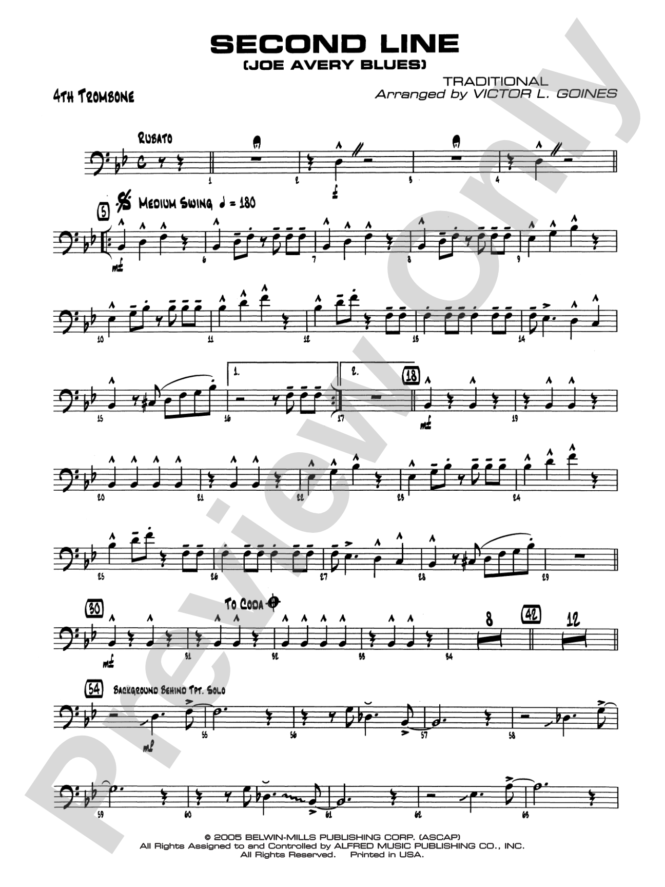 Second Line (Joe Avery Blues): 4th Trombone