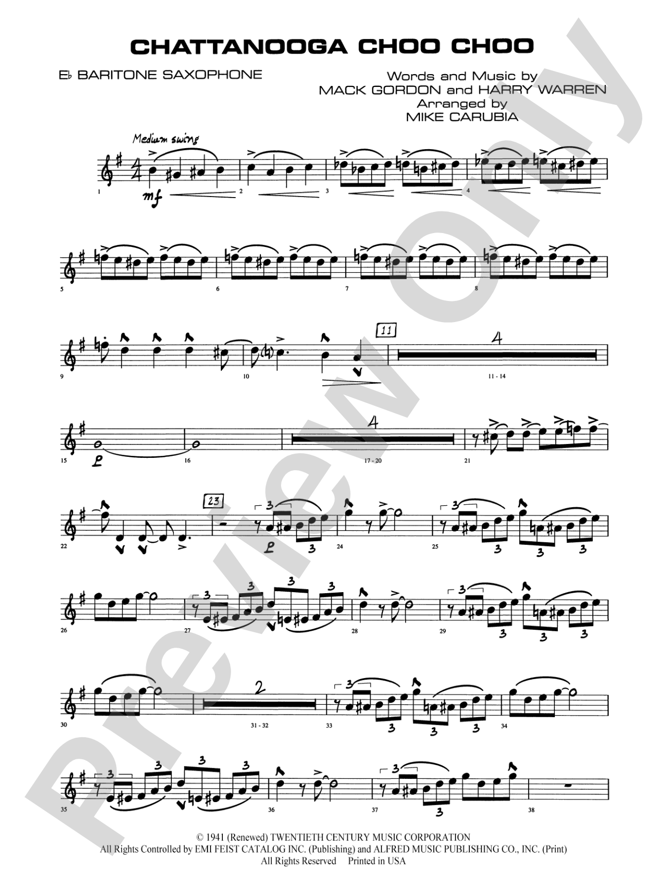 Chattanooga Choo Choo: E-flat Baritone Saxophone