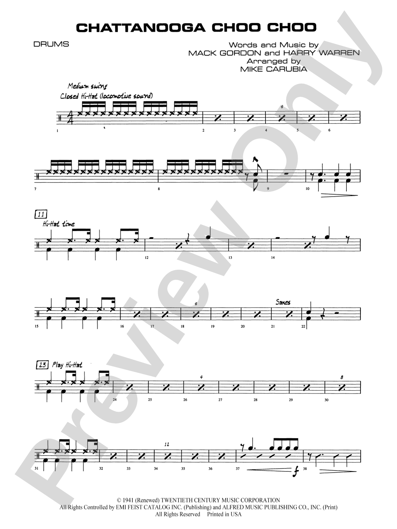 Chattanooga Choo Choo: Drums