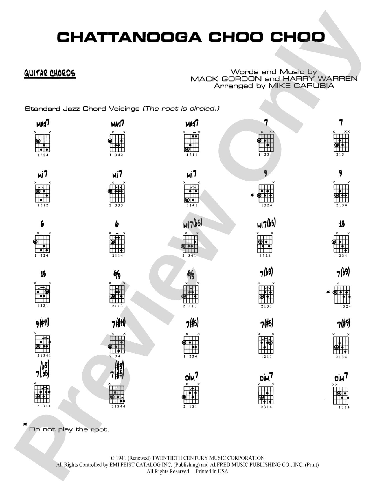 Chattanooga Choo Choo: Guitar Chords