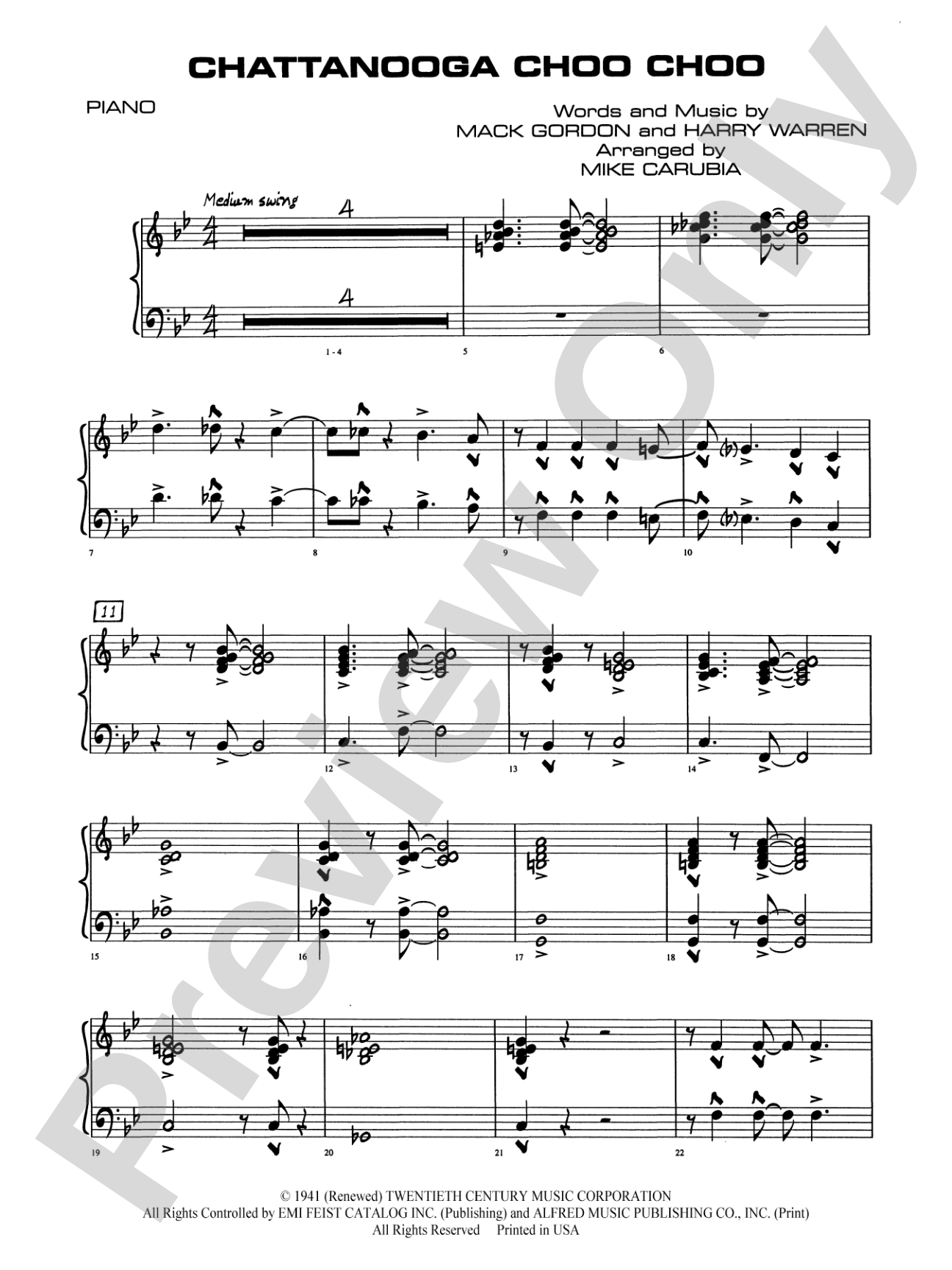 Chattanooga Choo Choo: Piano Accompaniment