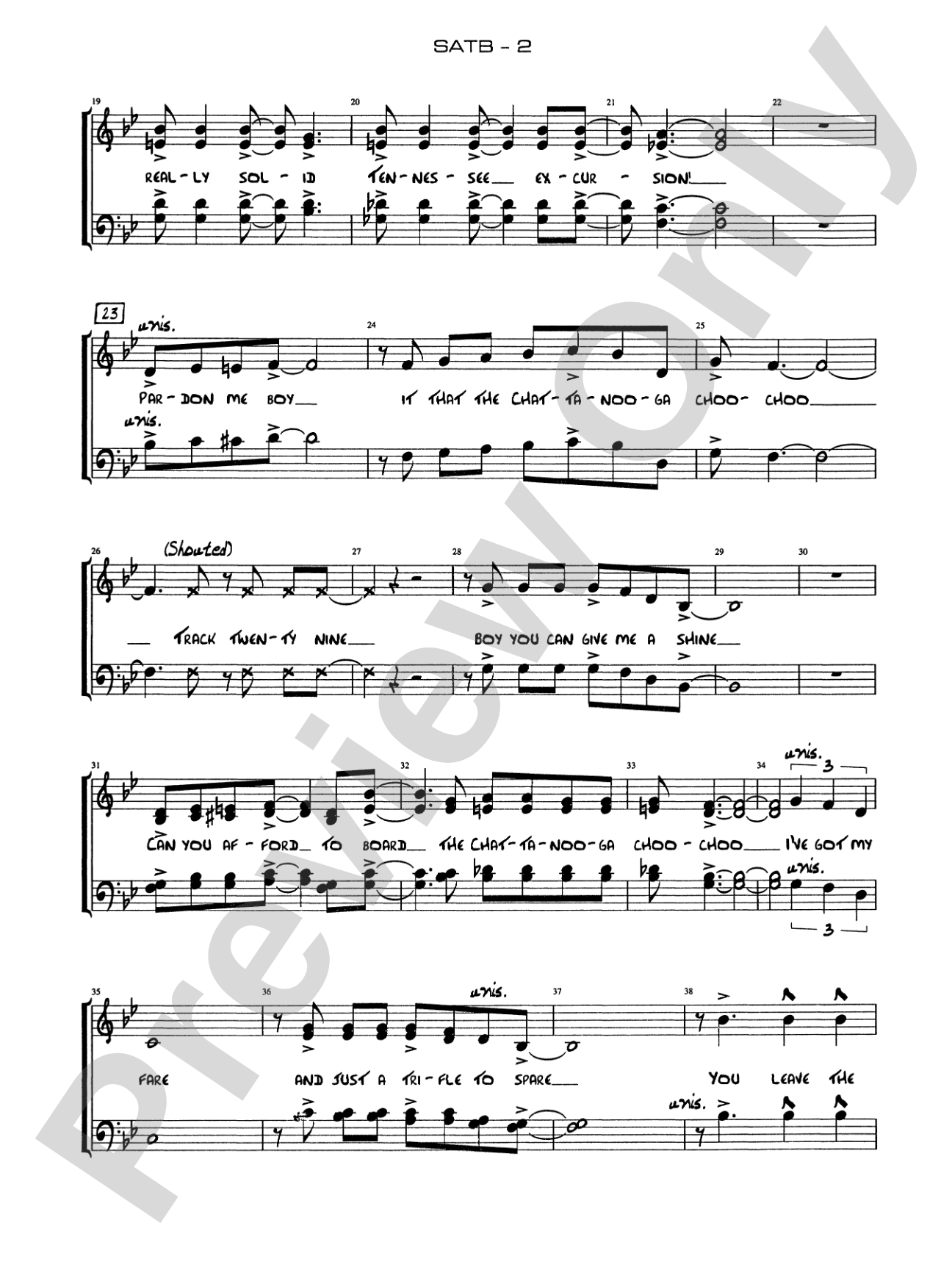 Chattanooga Choo Choo: SATB Vocals