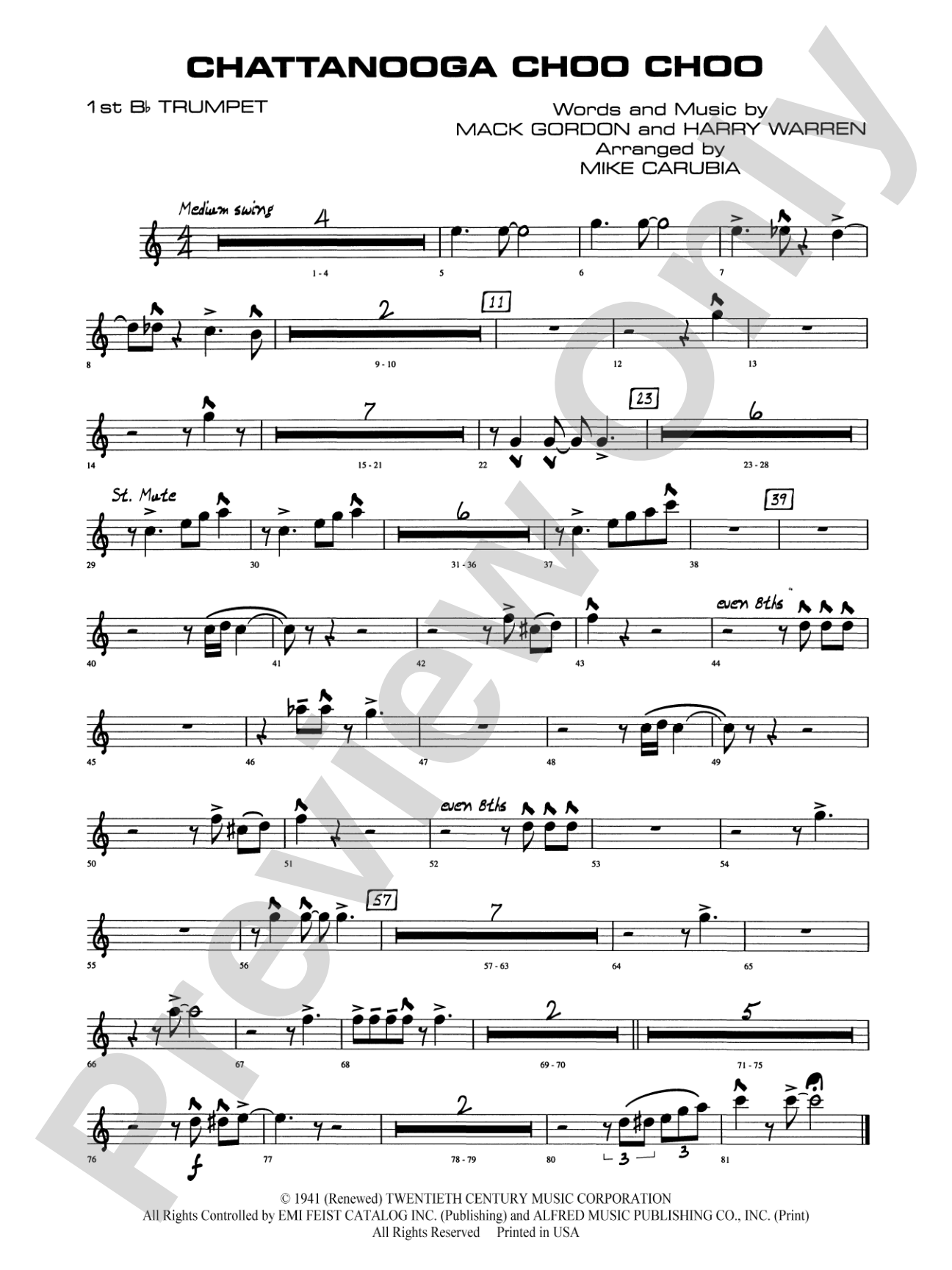 Chattanooga Choo Choo: 1st B-flat Trumpet