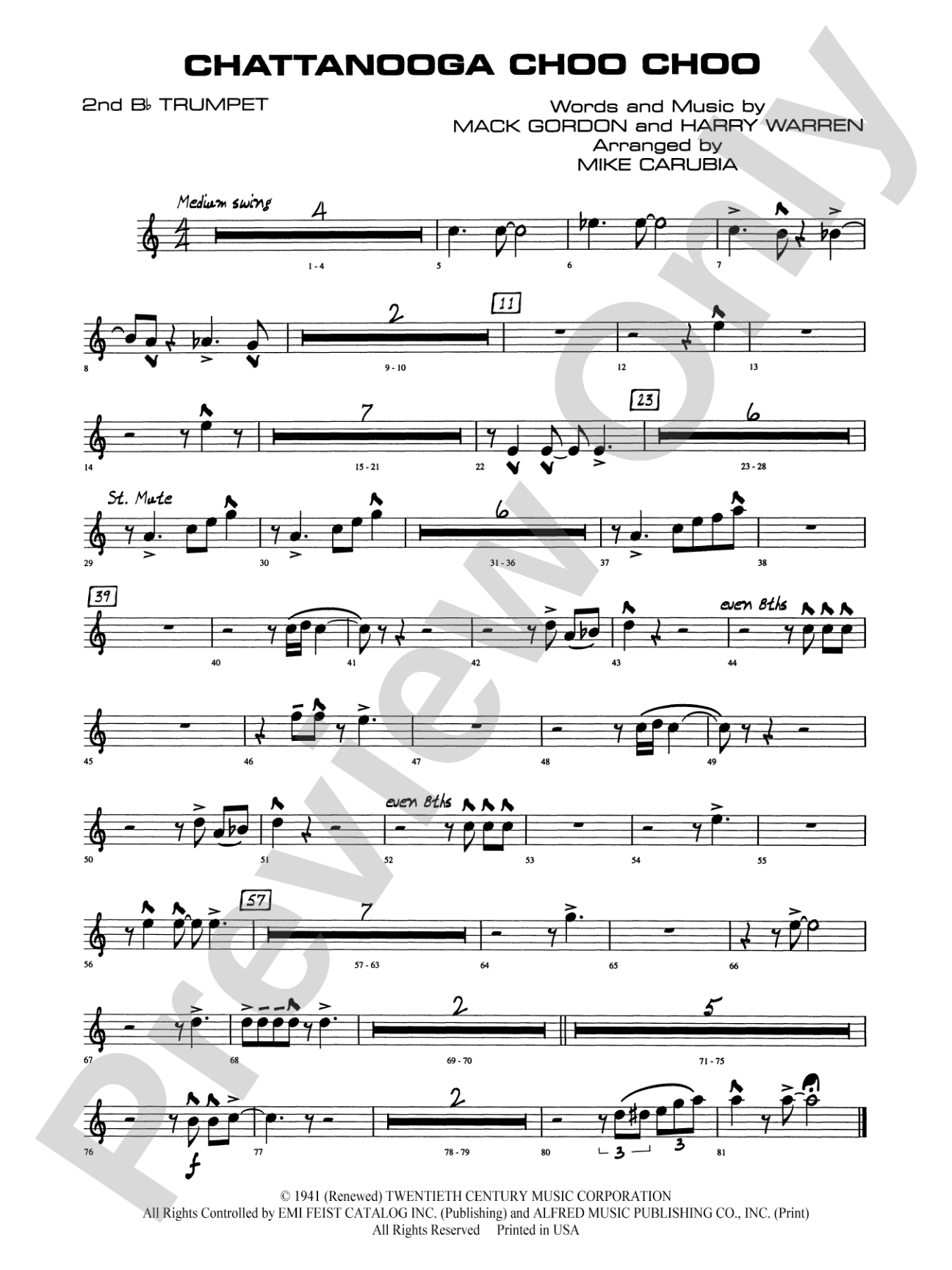 Chattanooga Choo Choo: 2nd B-flat Trumpet