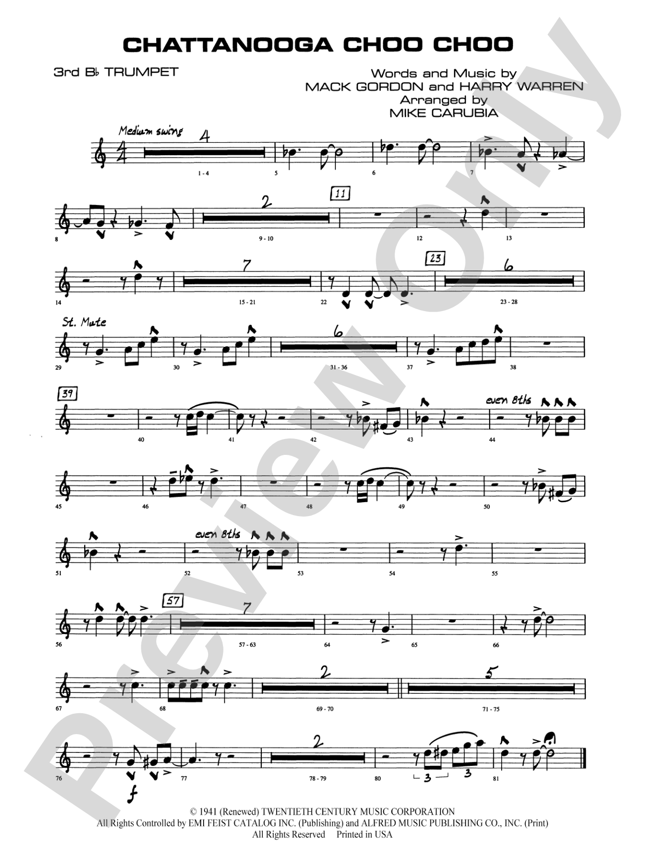 Chattanooga Choo Choo: 3rd B-flat Trumpet