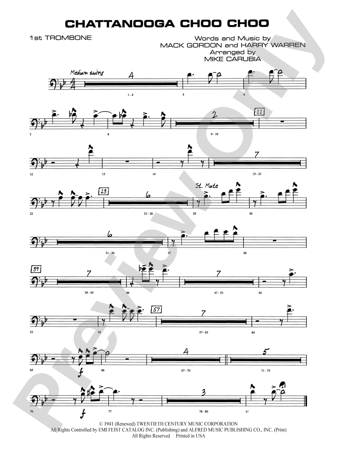 Chattanooga Choo Choo: 1st Trombone