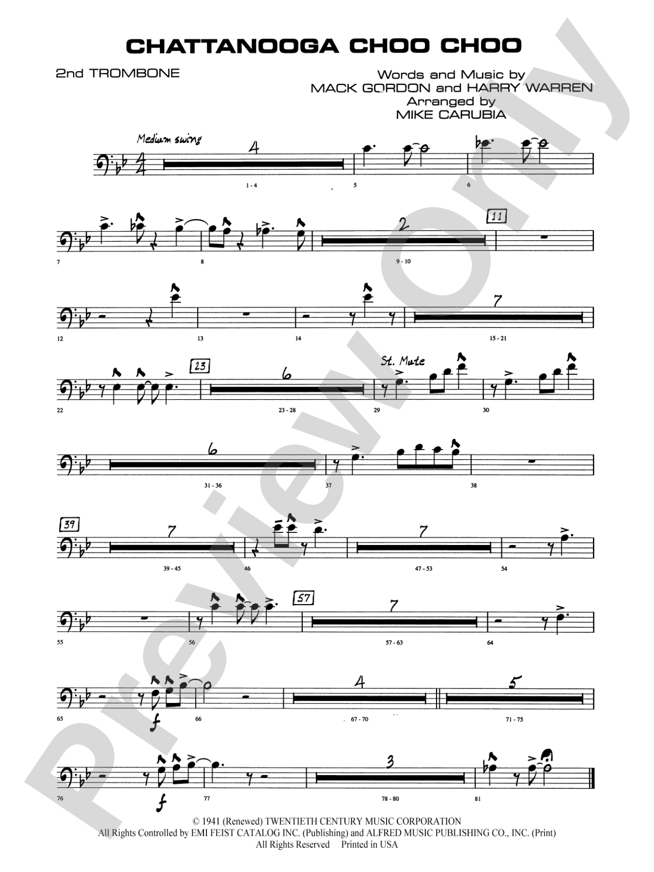 Chattanooga Choo Choo: 2nd Trombone