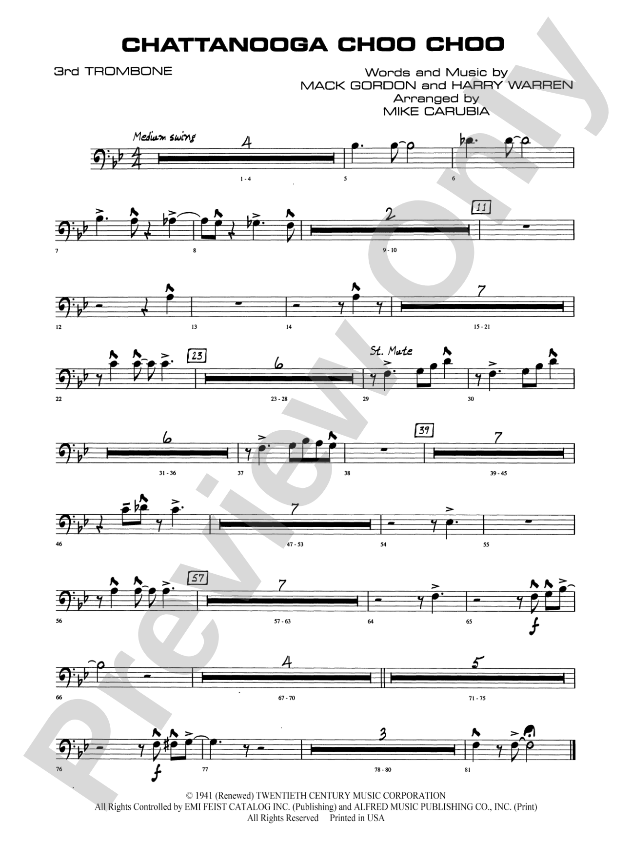 Chattanooga Choo Choo: 3rd Trombone