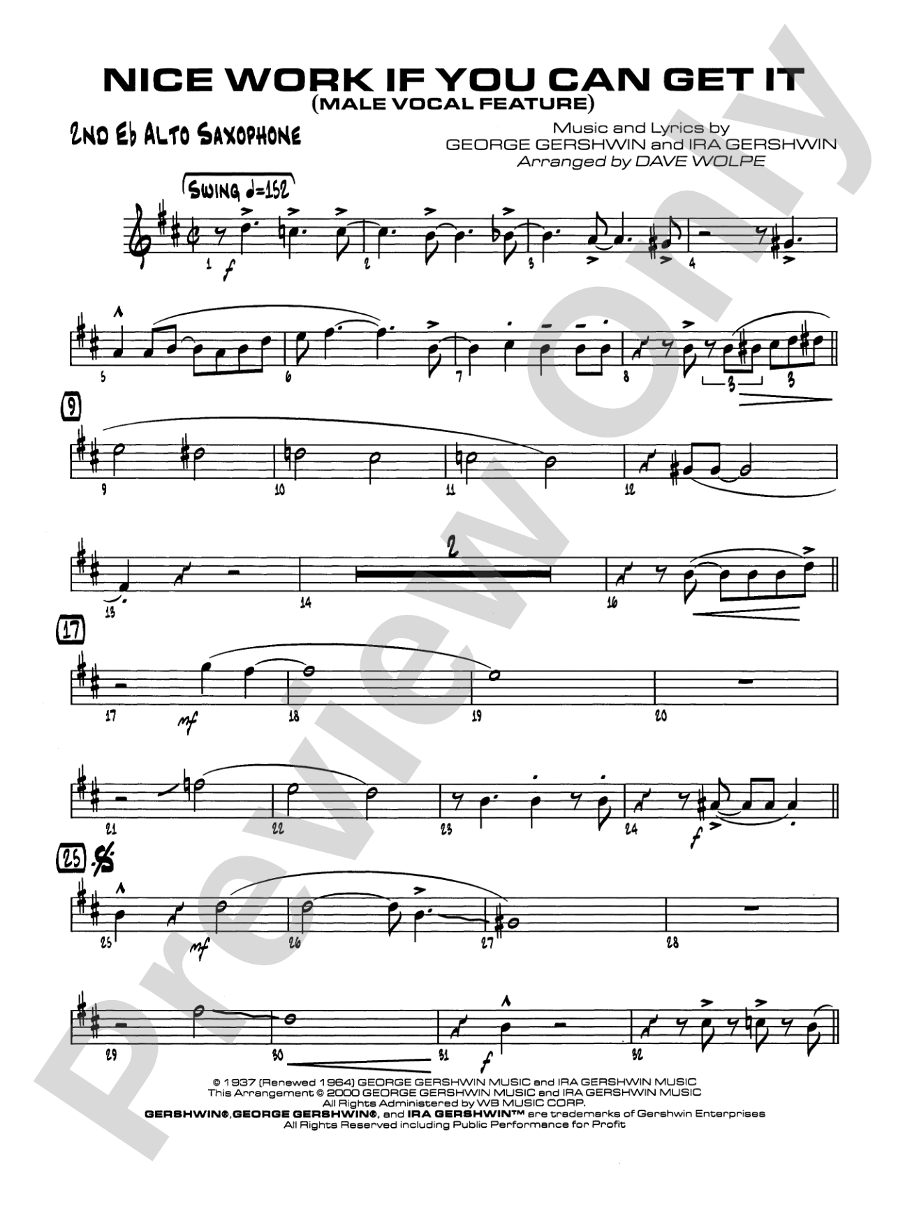 Nice Work If You Can Get It: 2nd E-flat Alto Saxophone