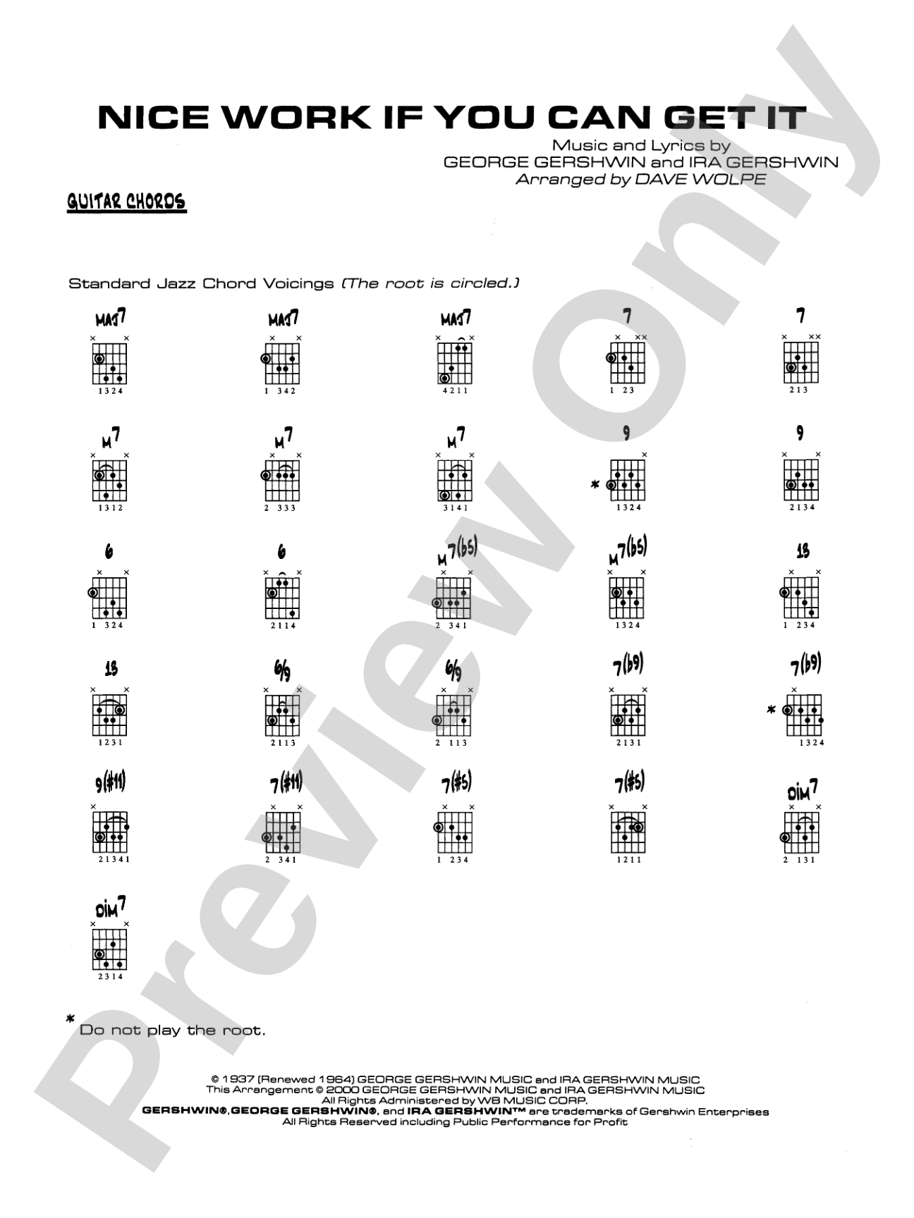 Nice Work If You Can Get It: Guitar Chords