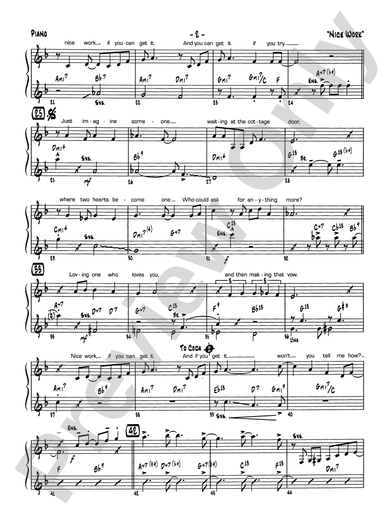 Nice Work If You Can Get It: Piano Accompaniment