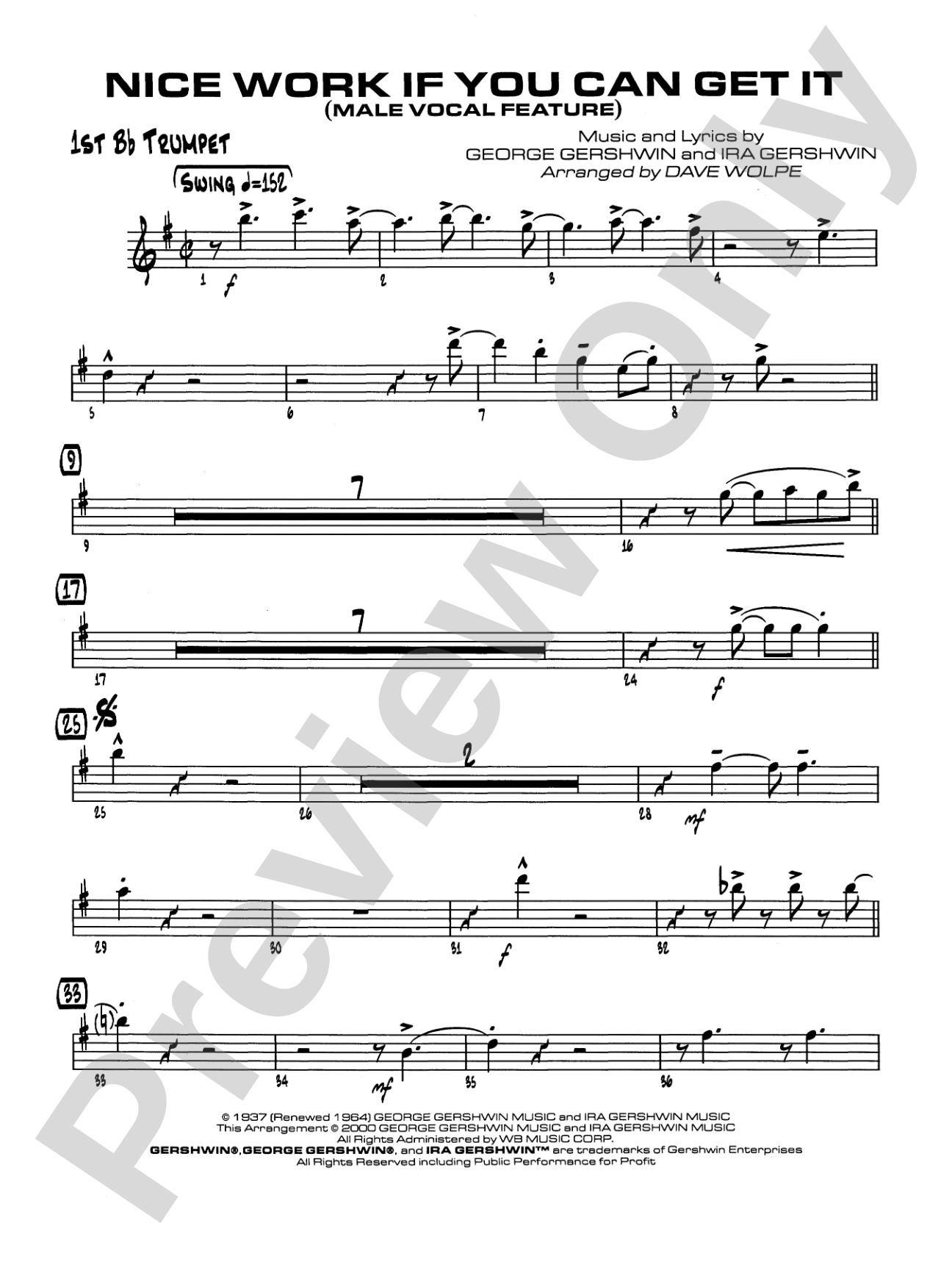 Nice Work If You Can Get It: 1st B-flat Trumpet