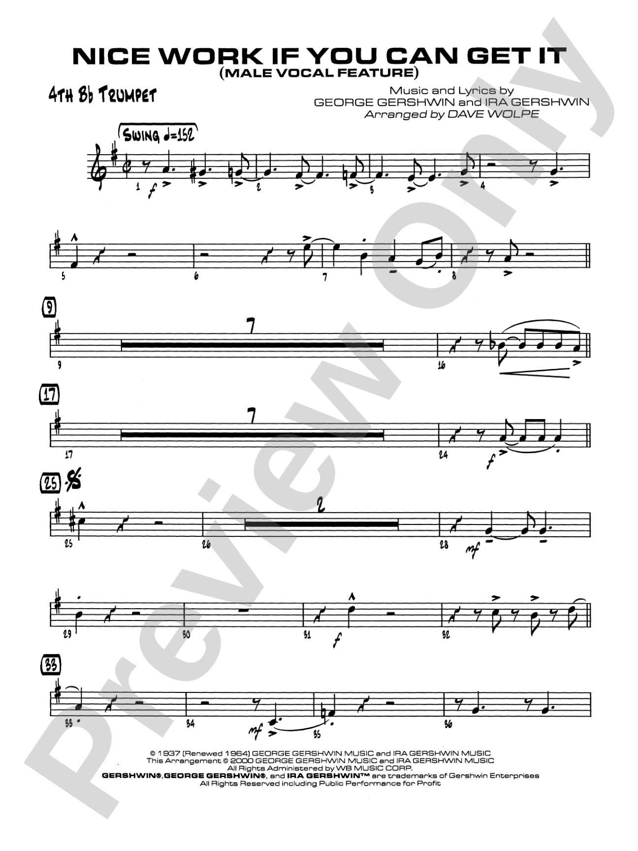 Nice Work If You Can Get It: 4th B-flat Trumpet