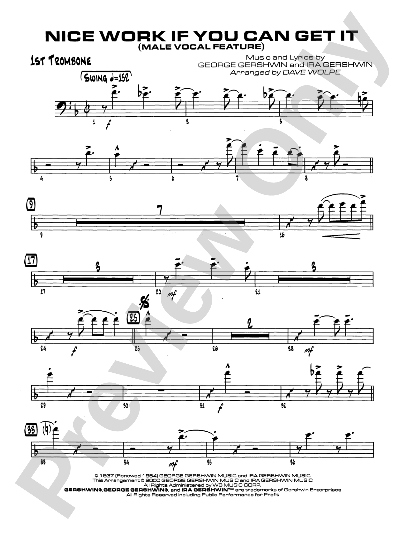 Nice Work If You Can Get It: 1st Trombone