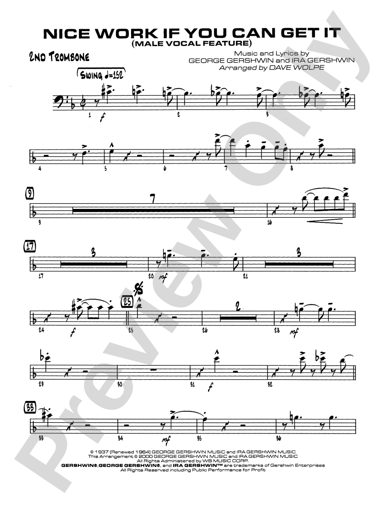 Nice Work If You Can Get It: 2nd Trombone