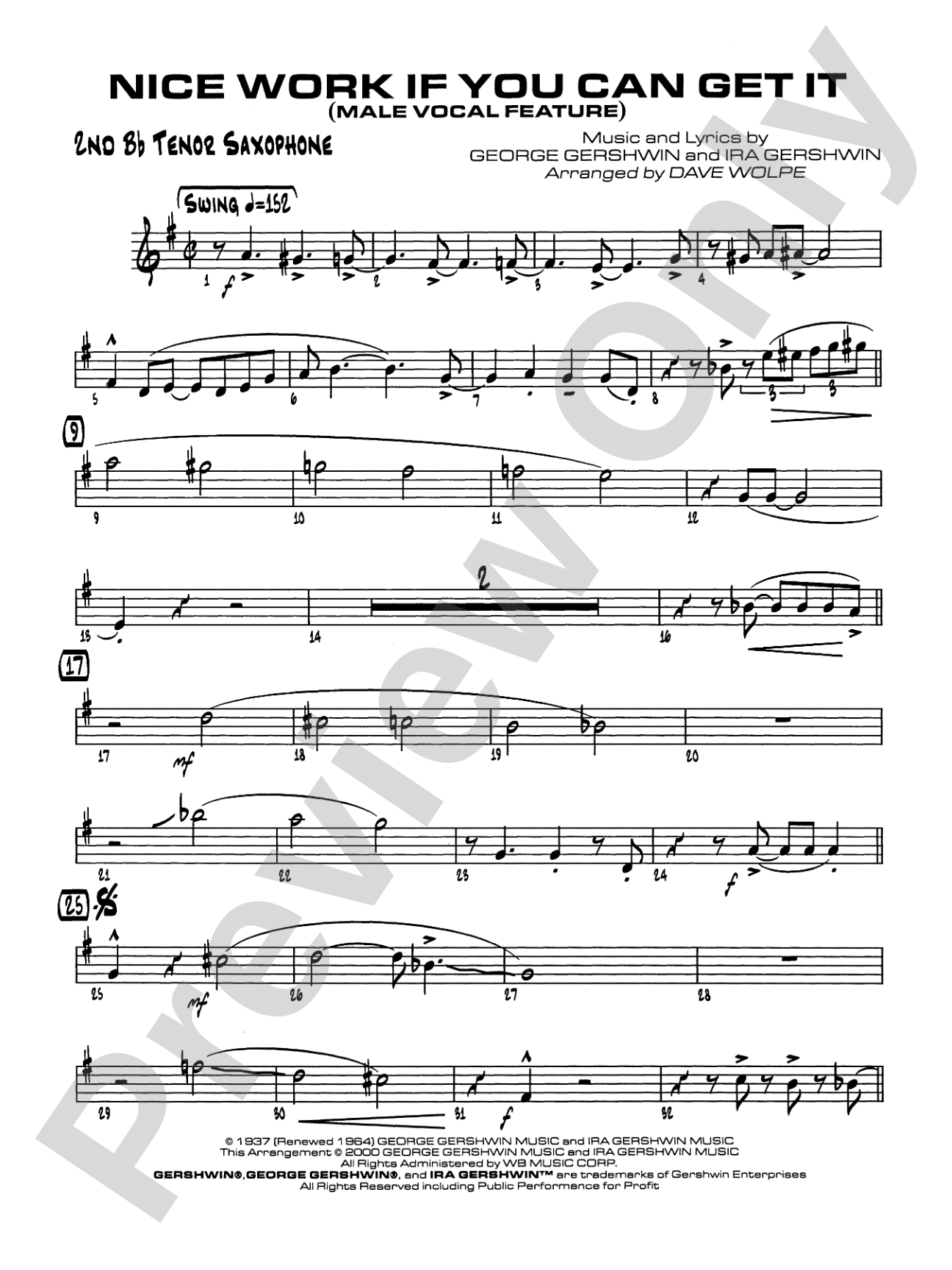 Nice Work If You Can Get It: 2nd B-flat Tenor Saxophone