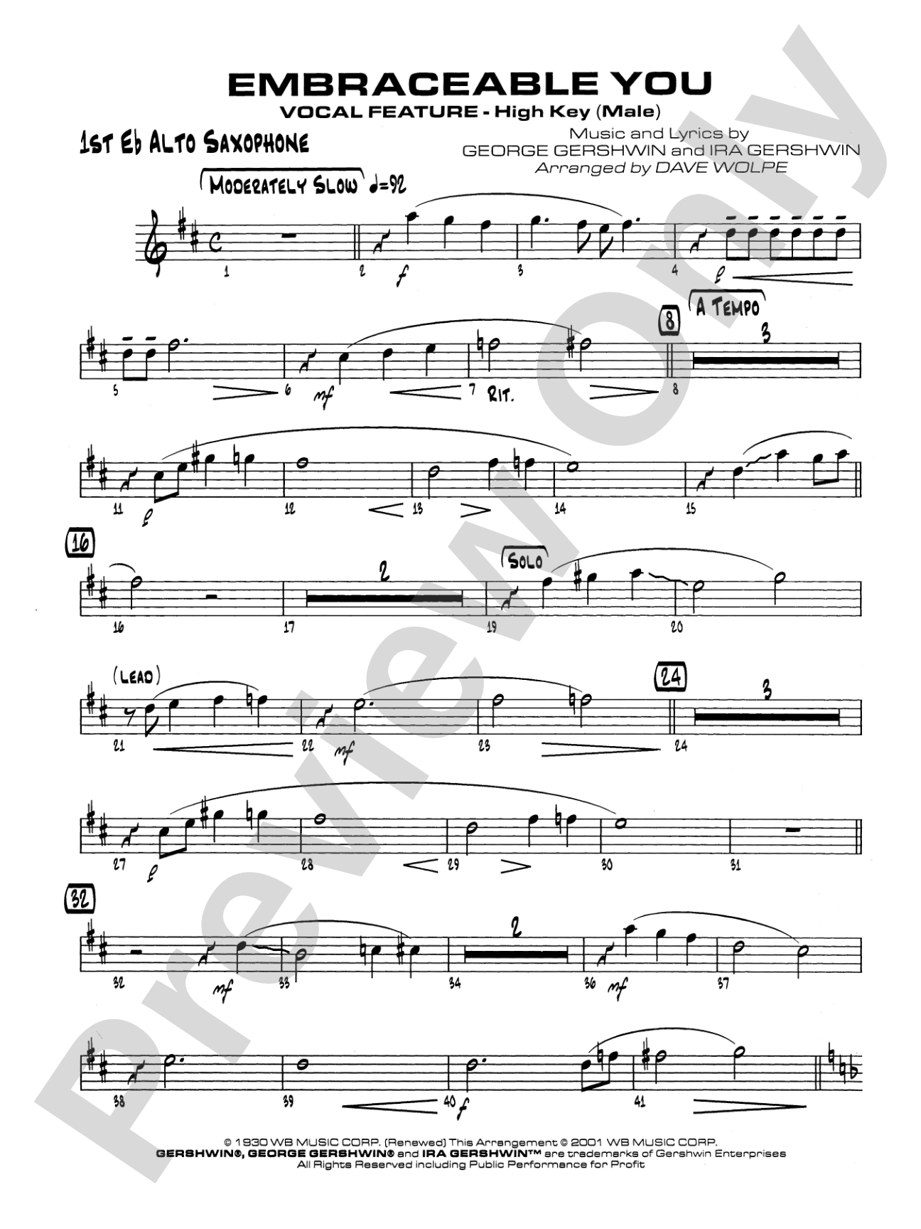 Embraceable You: E-flat Alto Saxophone