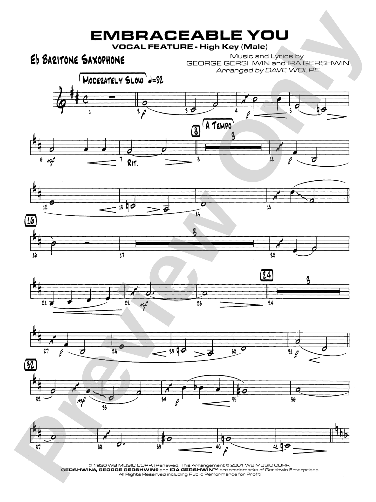 Embraceable You: E-flat Baritone Saxophone
