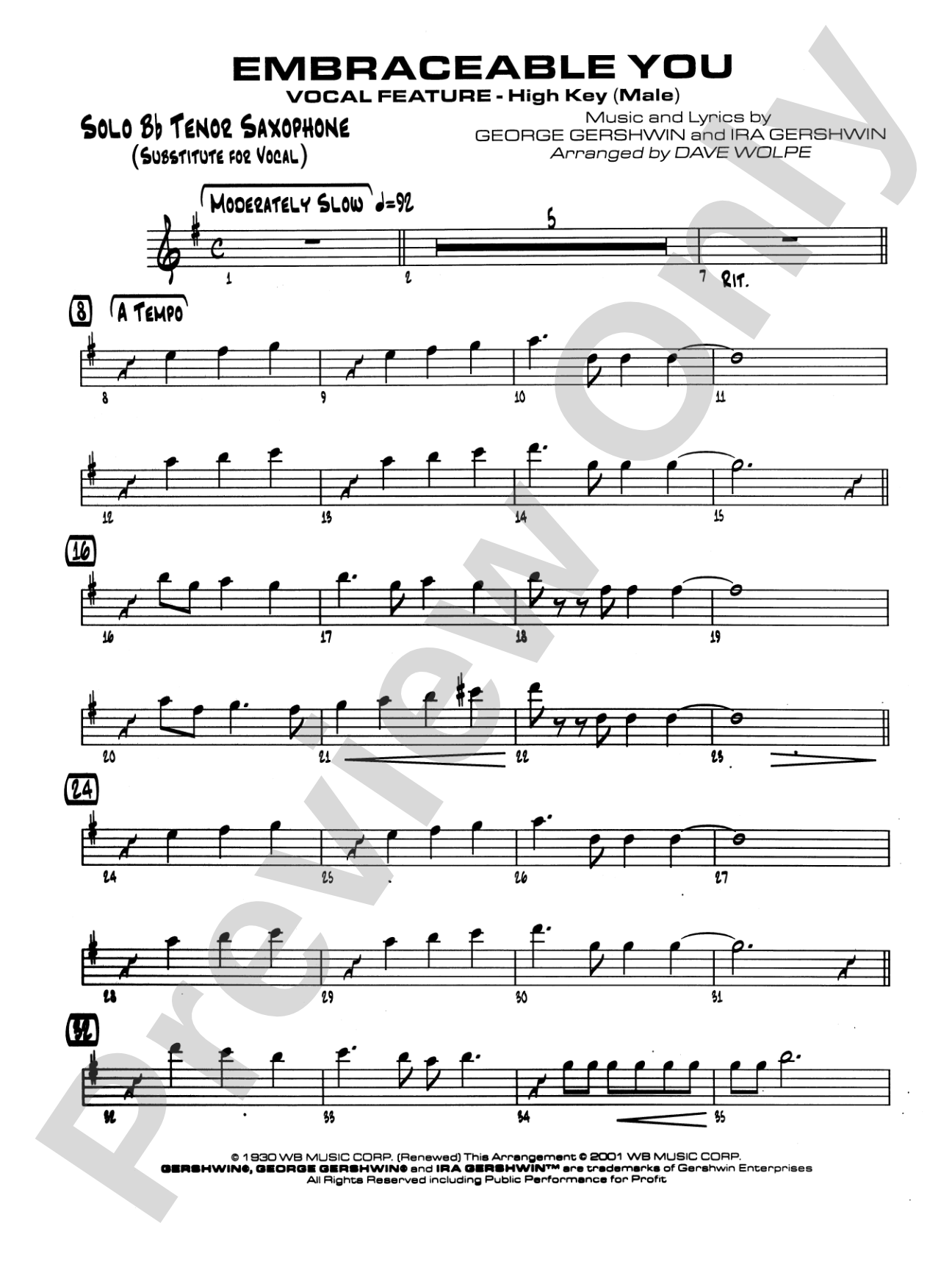 Embraceable You: Solo Tenor Saxophone