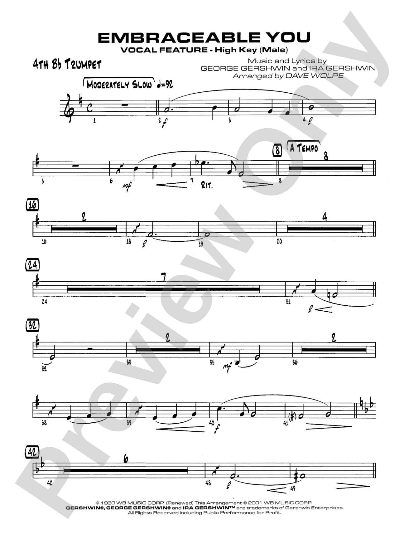 Embraceable You: 4th B-flat Trumpet