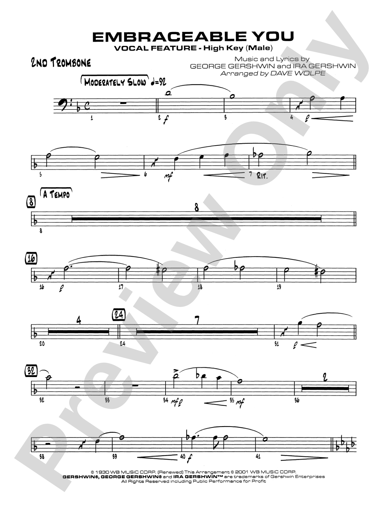 Embraceable You: 2nd Trombone