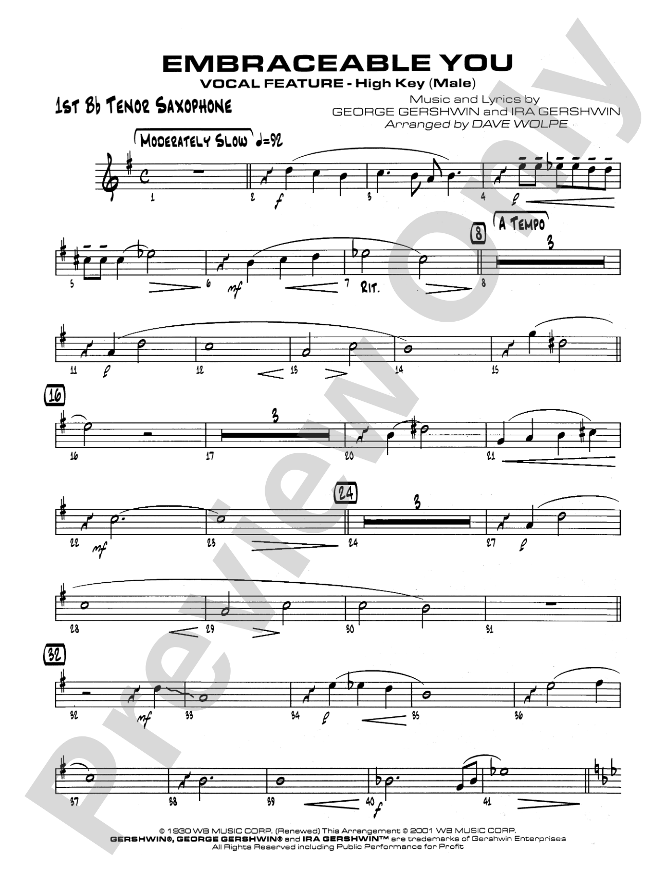Embraceable You: B-flat Tenor Saxophone
