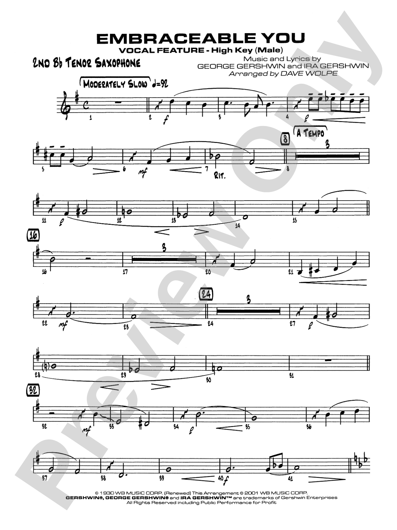 Embraceable You: 2nd B-flat Tenor Saxophone