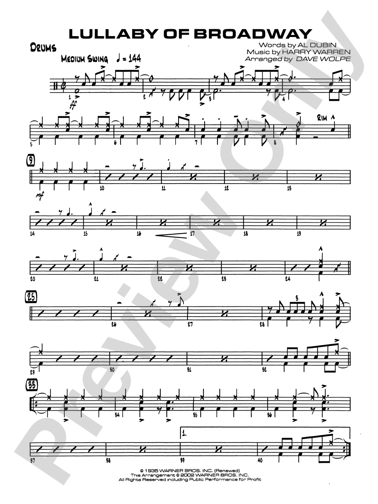 Lullaby of Broadway: Drums