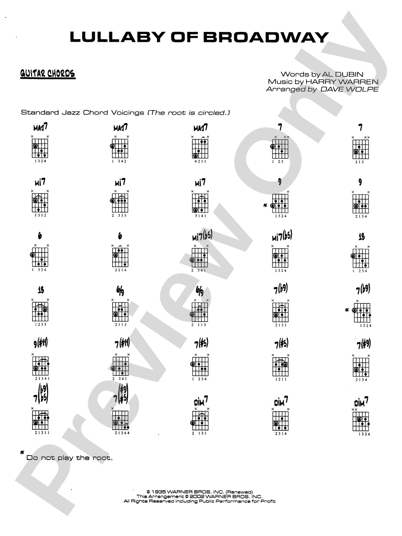 Lullaby of Broadway: Guitar Chords