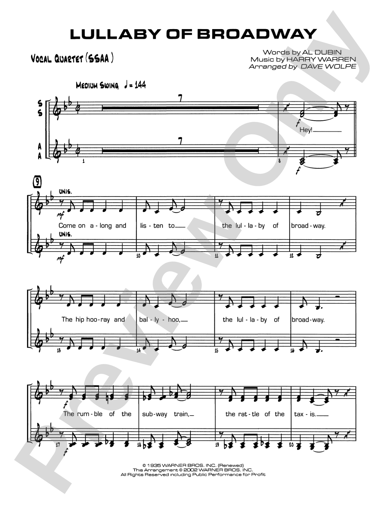 Lullaby of Broadway: SSAA Vocals