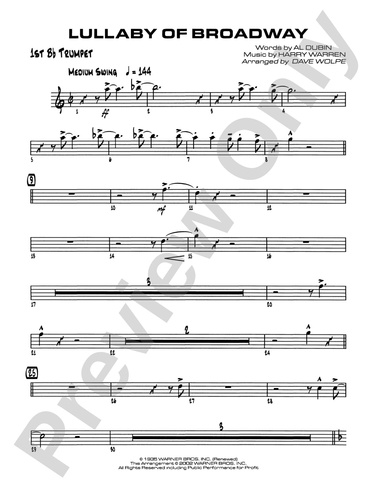 Lullaby of Broadway: 1st B-flat Trumpet