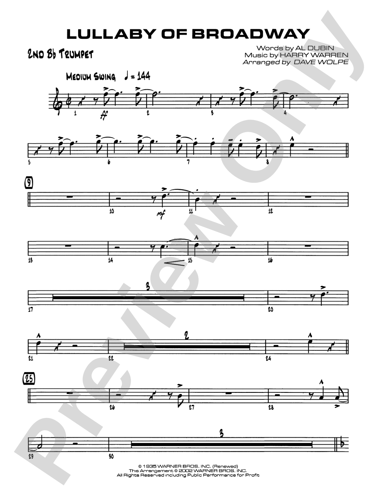 Lullaby of Broadway: 2nd B-flat Trumpet