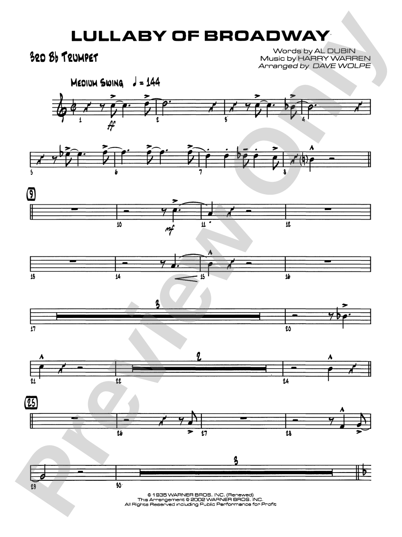 Lullaby of Broadway: 3rd B-flat Trumpet