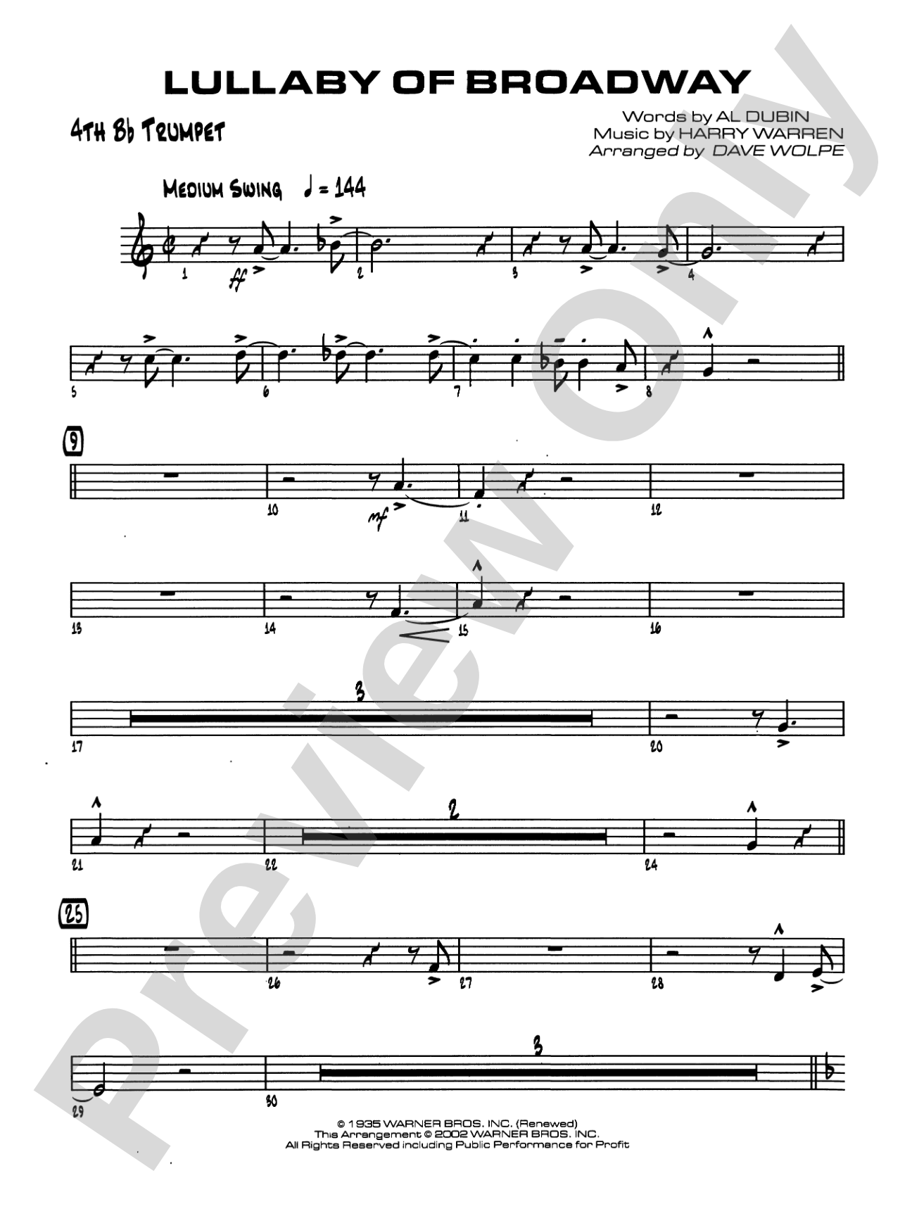 Lullaby of Broadway: 4th B-flat Trumpet